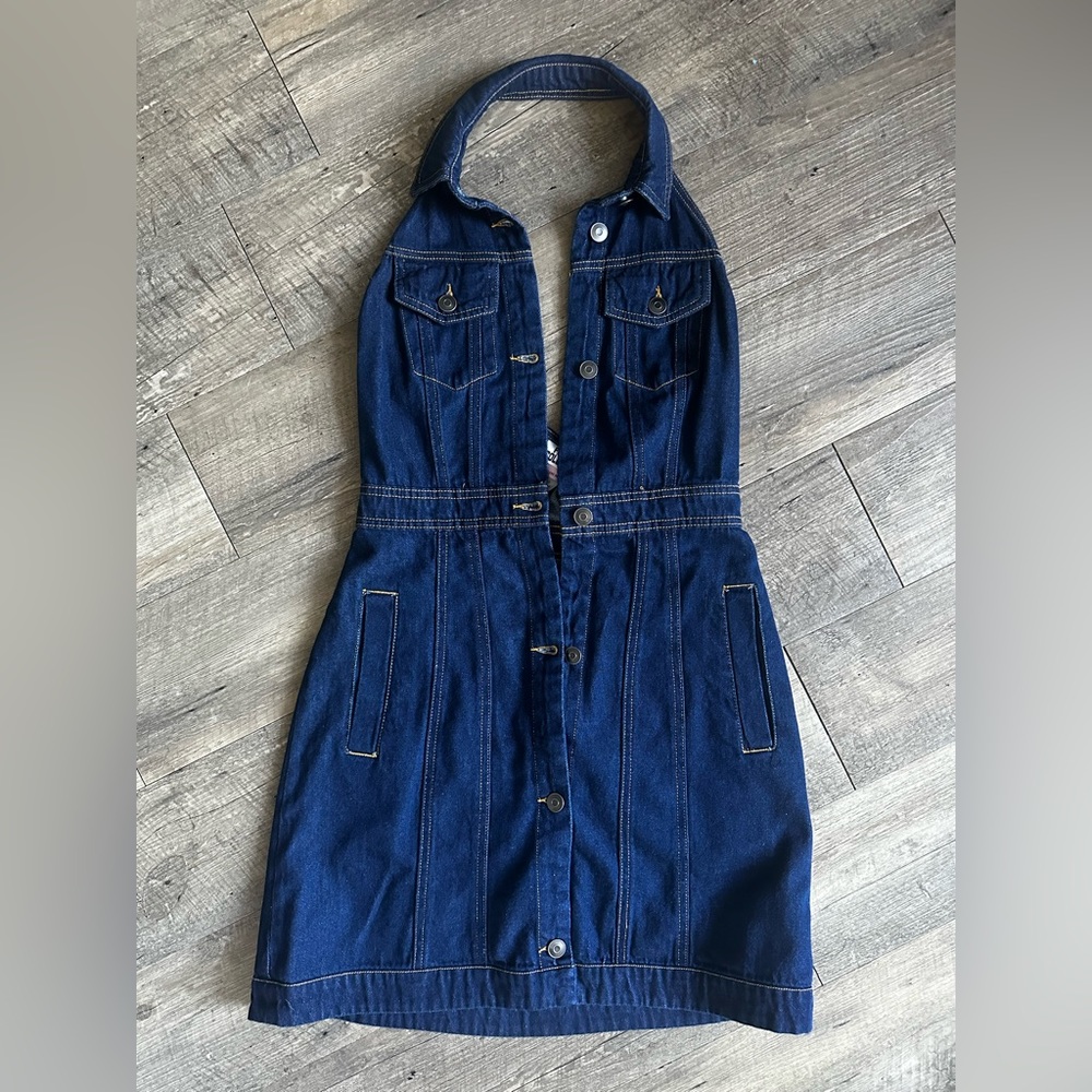 Backless Denim Dress